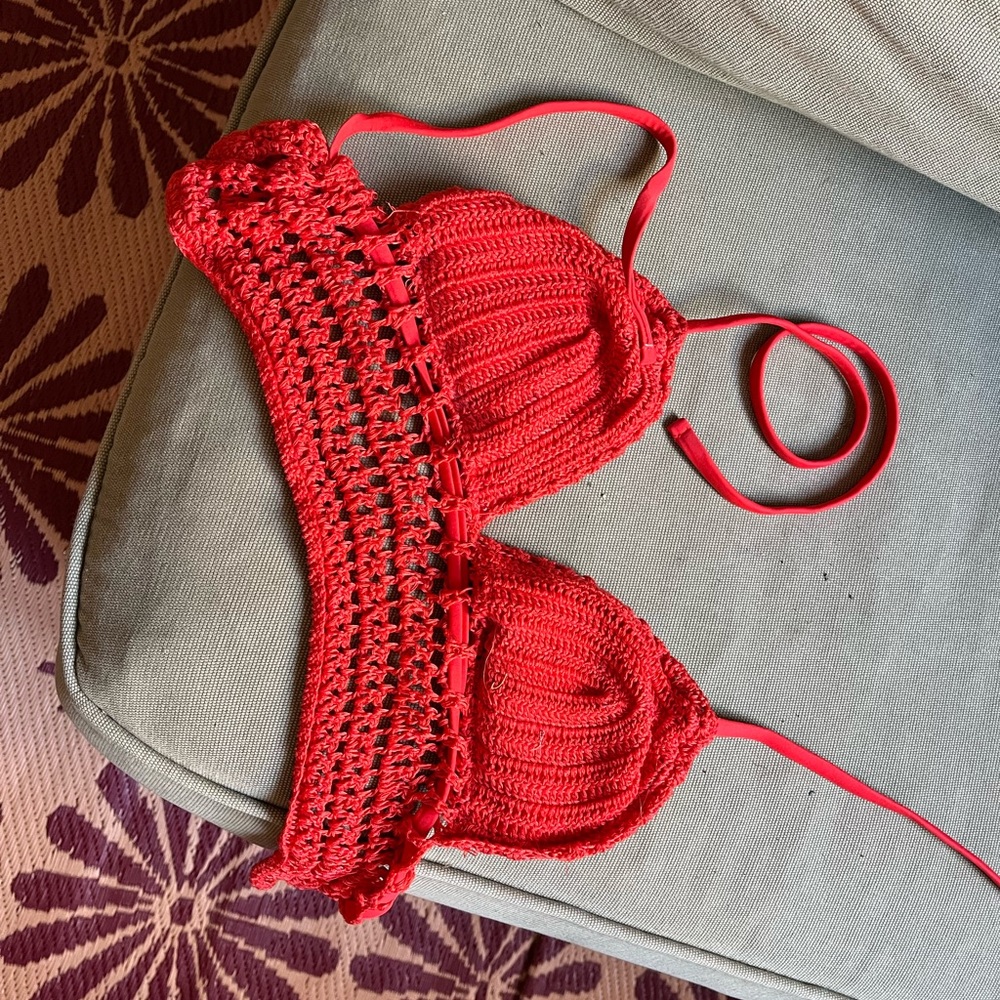 Orange/red festival or bikini top size M